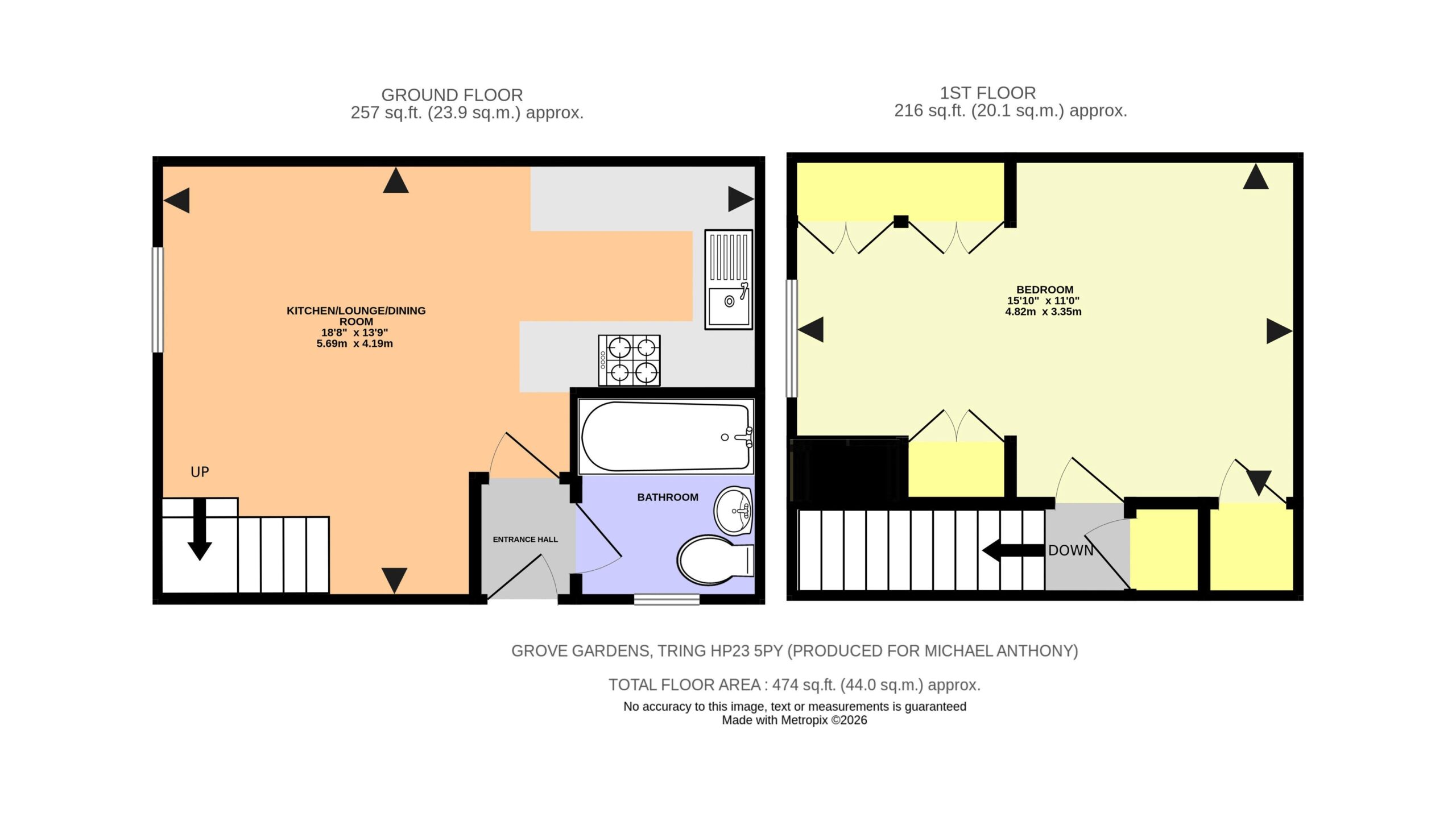 Floorplan for Grove Gardens, TRING, Hertfordshire, HP23 5PY