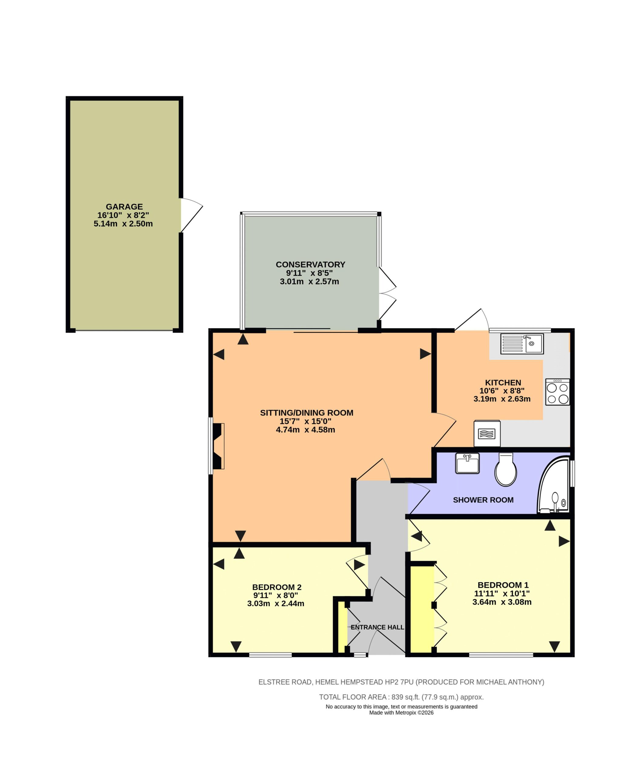 Floorplan for Elstree Road, Hemel Hempstead, Hertfordshire, HP2 7PJ