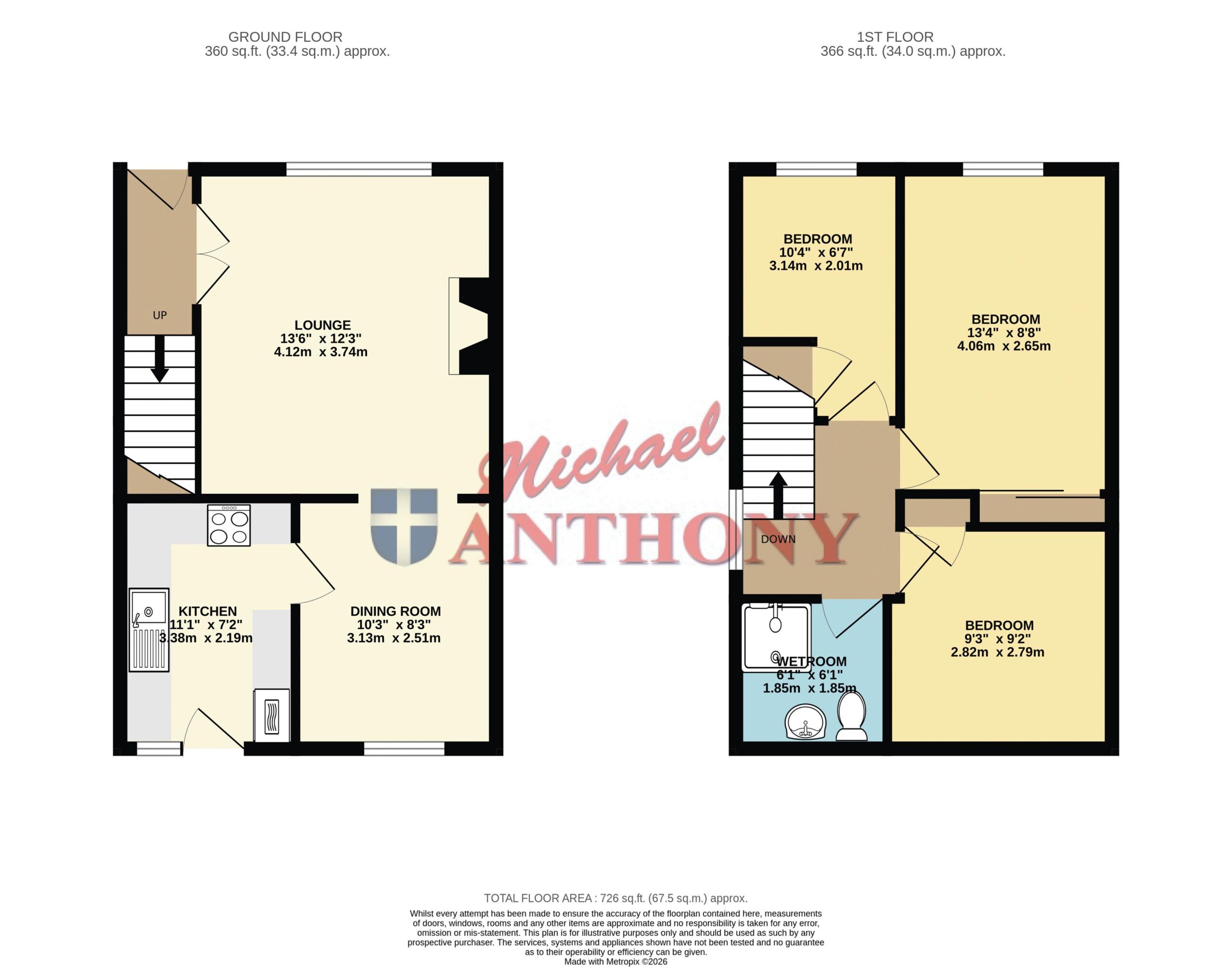 Floorplan for Hunter Drive, Bletchley, Milton Keynes, Buckinghamshire, MK2 3LY