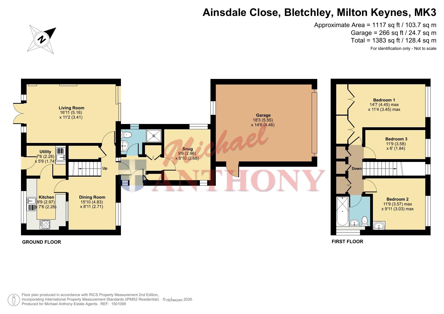 Floorplan for Ainsdale Close, Bletchley, Milton Keynes, Buckinghamshire, MK3 7TP