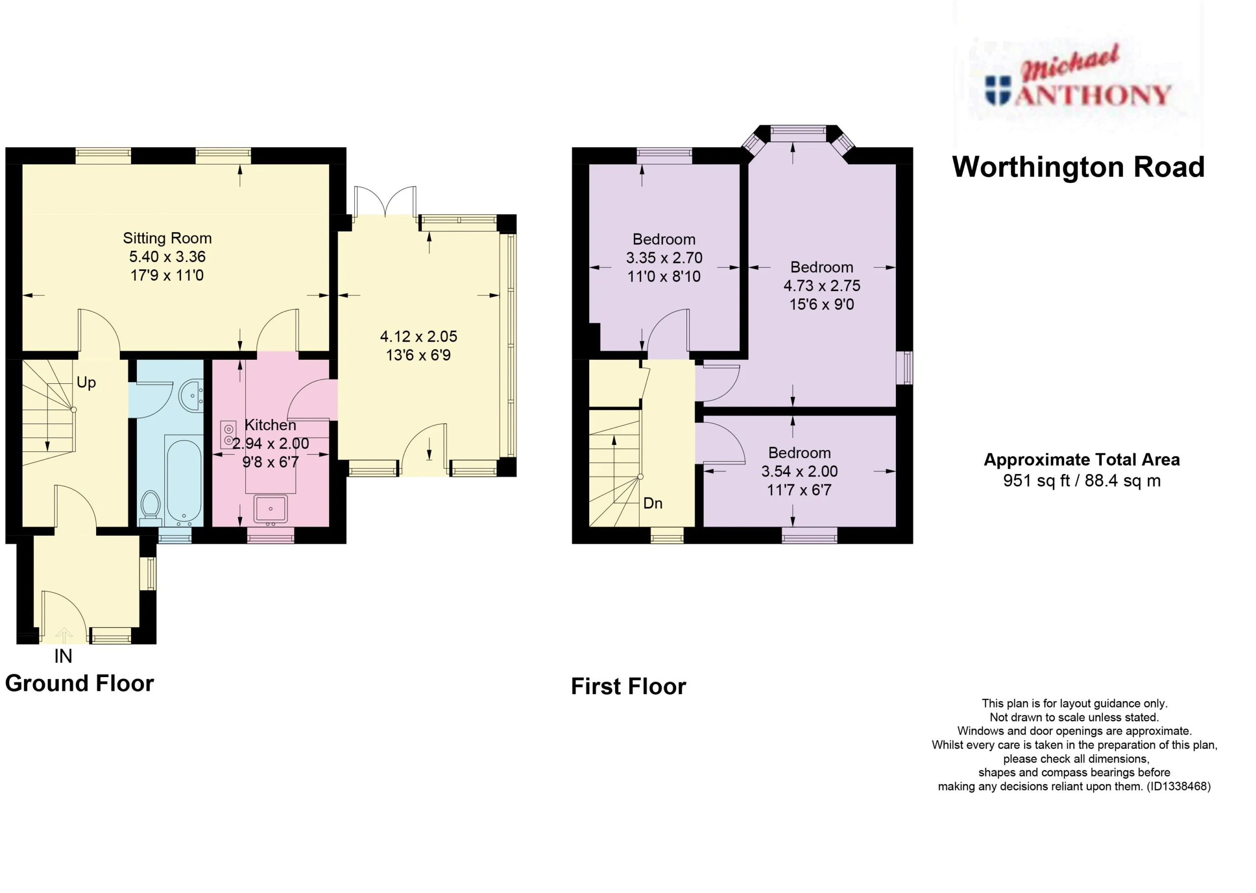 Floorplan for Worthington Road, Dunstable, Bedfordshire, LU6 1PN