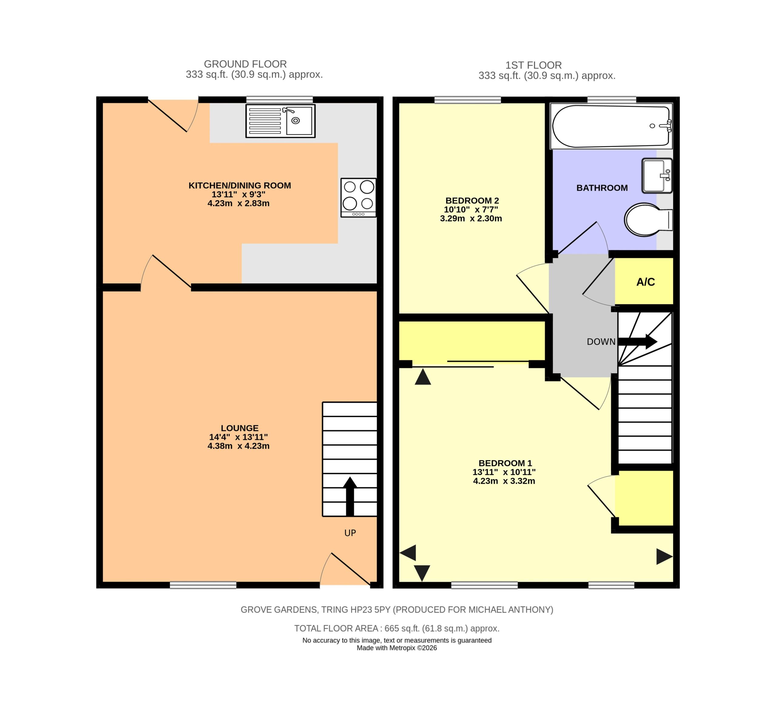 Floorplan for Grove Gardens, Tring, Hertfordshire, HP23 5PY