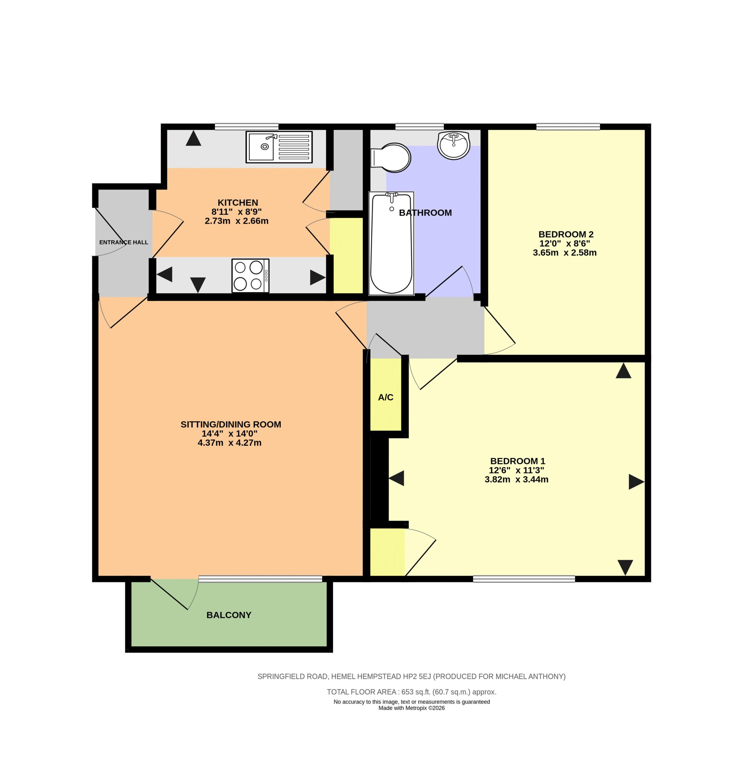 Floorplan for Springfield Road, Hemel Hempstead, Hertfordshire, HP2 5EJ