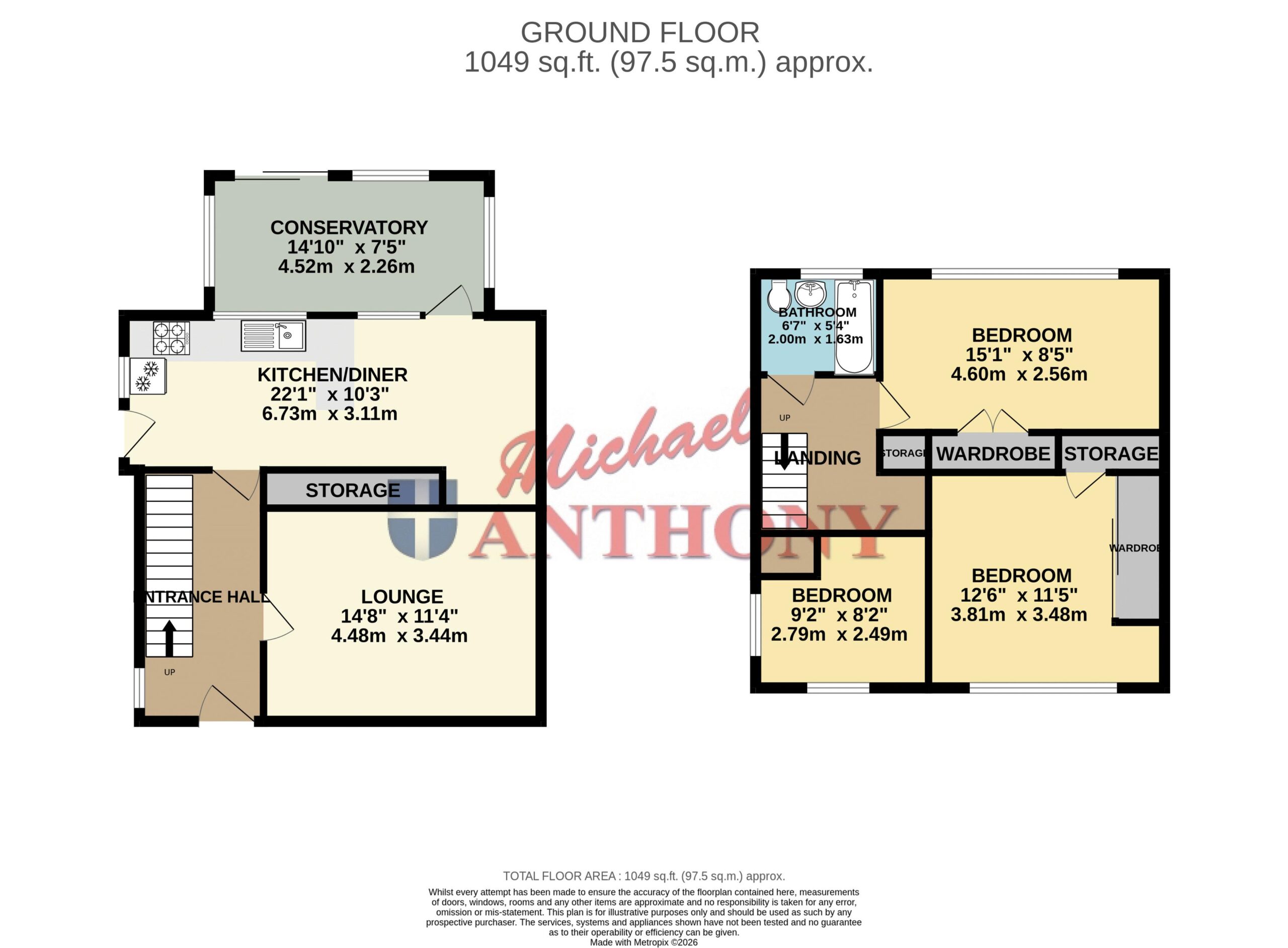 Floorplan for The Crescent, Bletchley, Milton Keynes, Buckinghamshire, MK2 2QD
