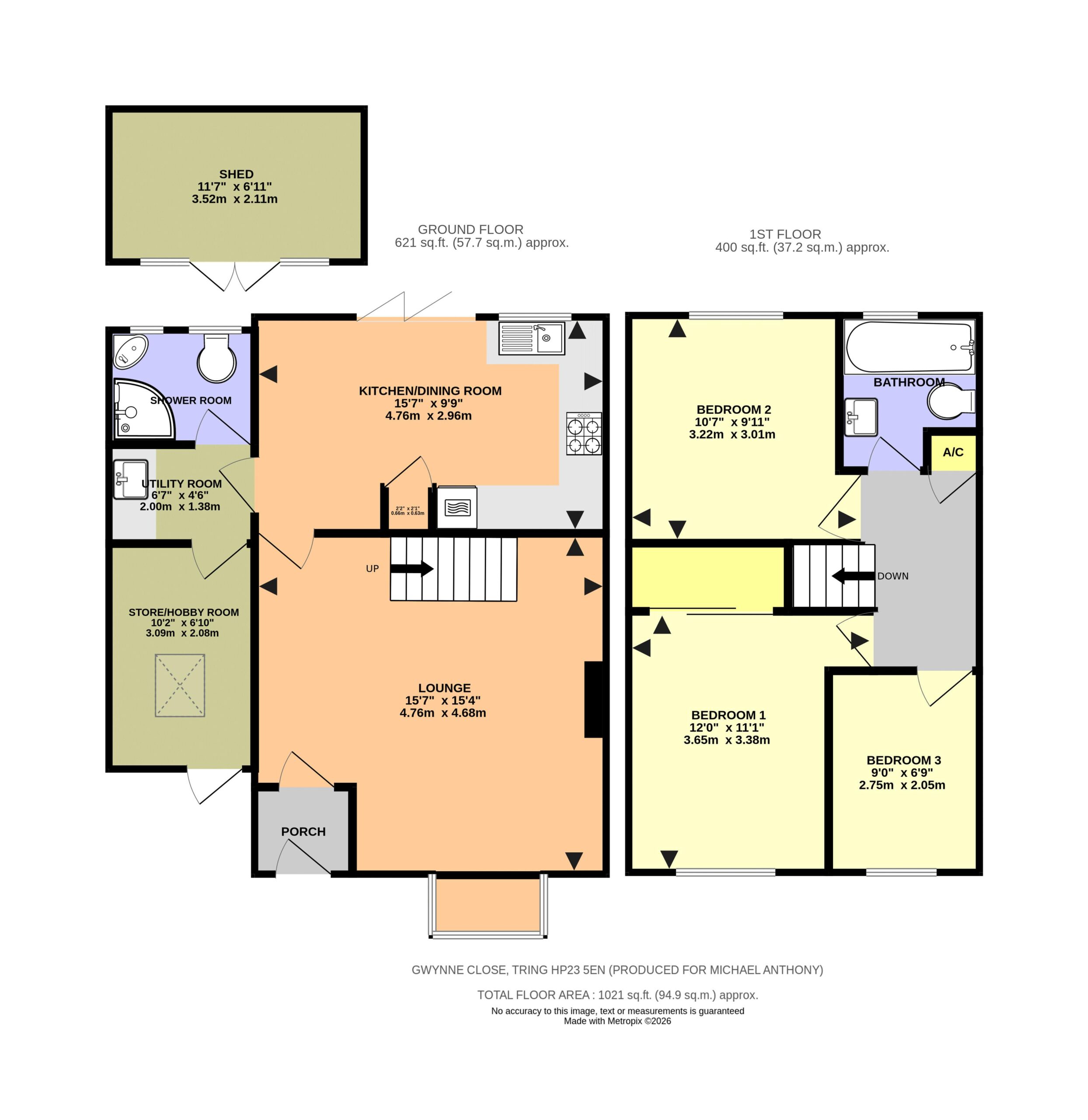 Floorplan for Gwynne Close, Tring, Hertfordshire, HP23 5EN
