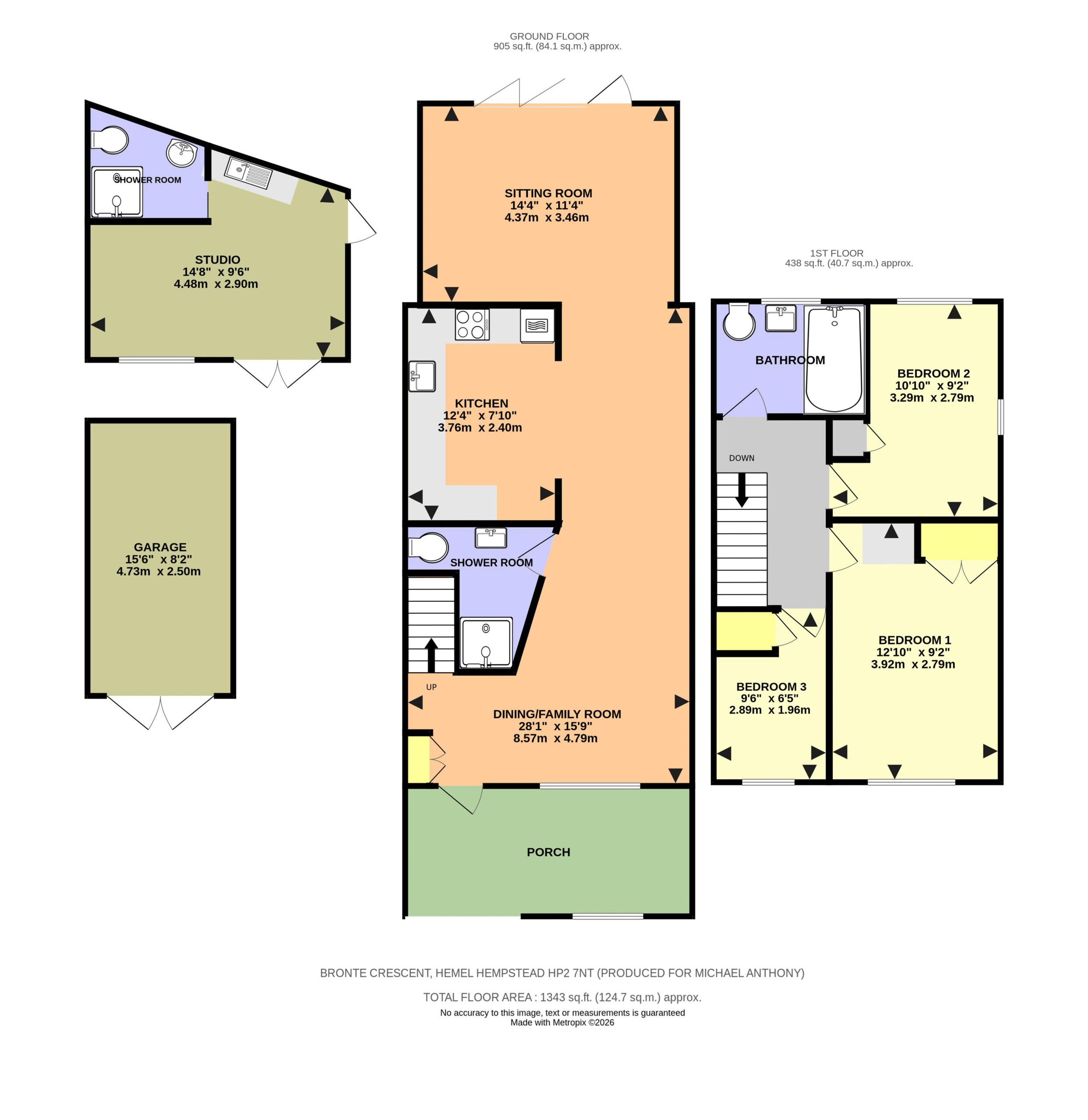 Floorplan for Bronte Crescent, Hemel Hempstead, Hertfordshire, HP2 7NT