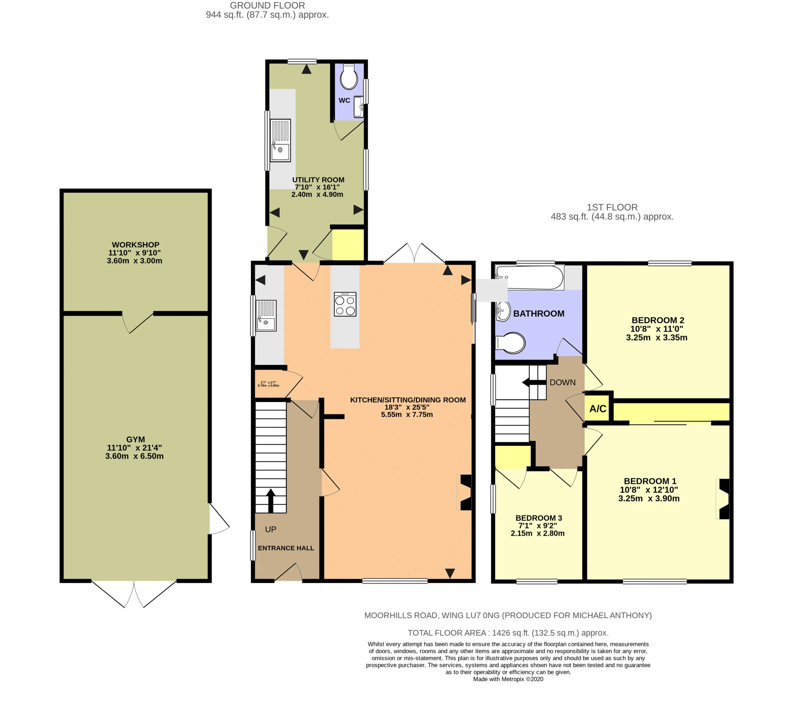 Floorplan for Moorhills Road, Wing, Leighton Buzzard, Bedfordshire, LU7 0NG