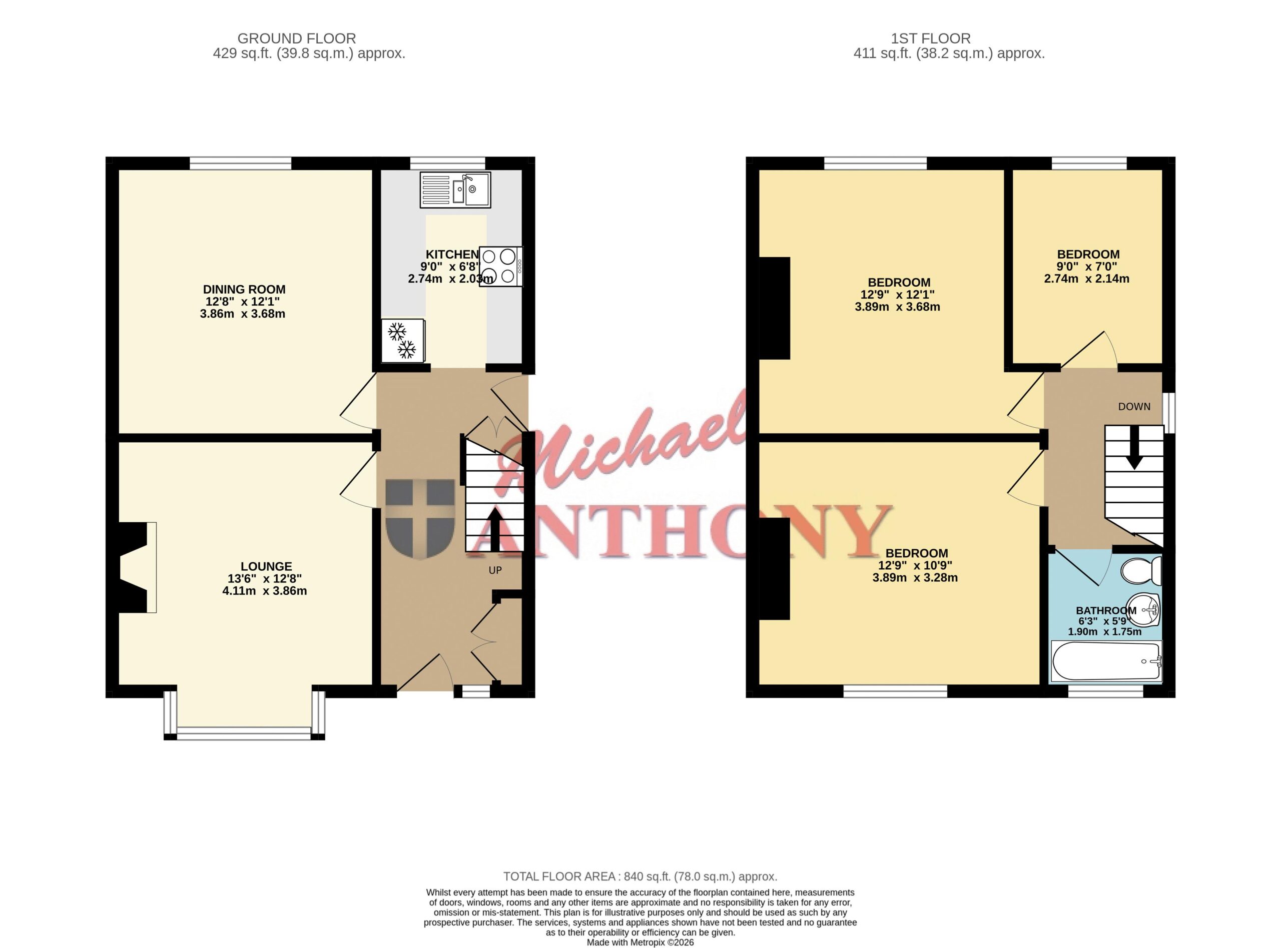 Floorplan for Brooklands Road, Bletchley, Milton Keynes, Buckinghamshire, MK2 2RN