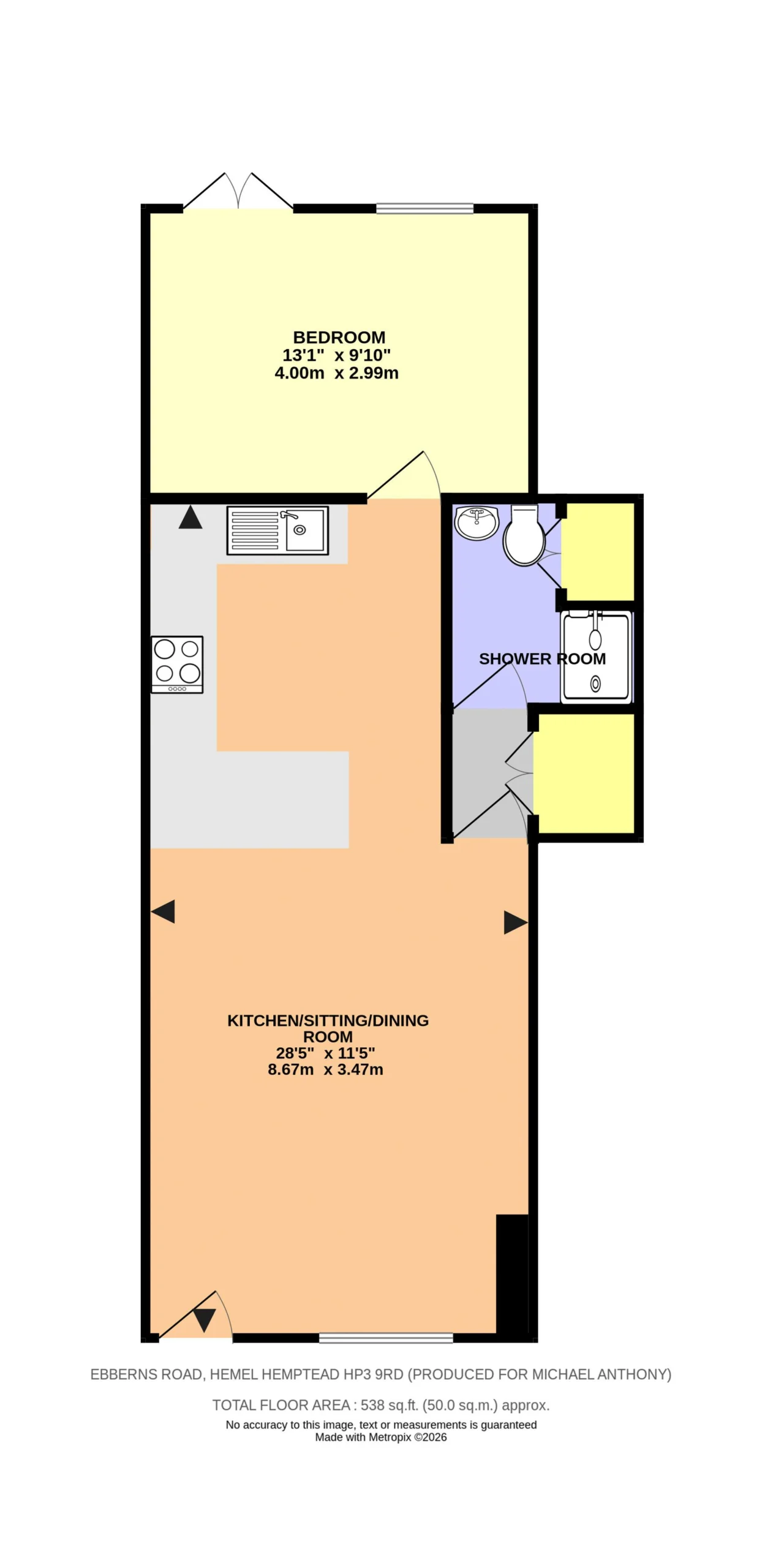 Floorplan for Ebberns Road, Hemel Hempstead, Hertfordshire, HP3 9RD