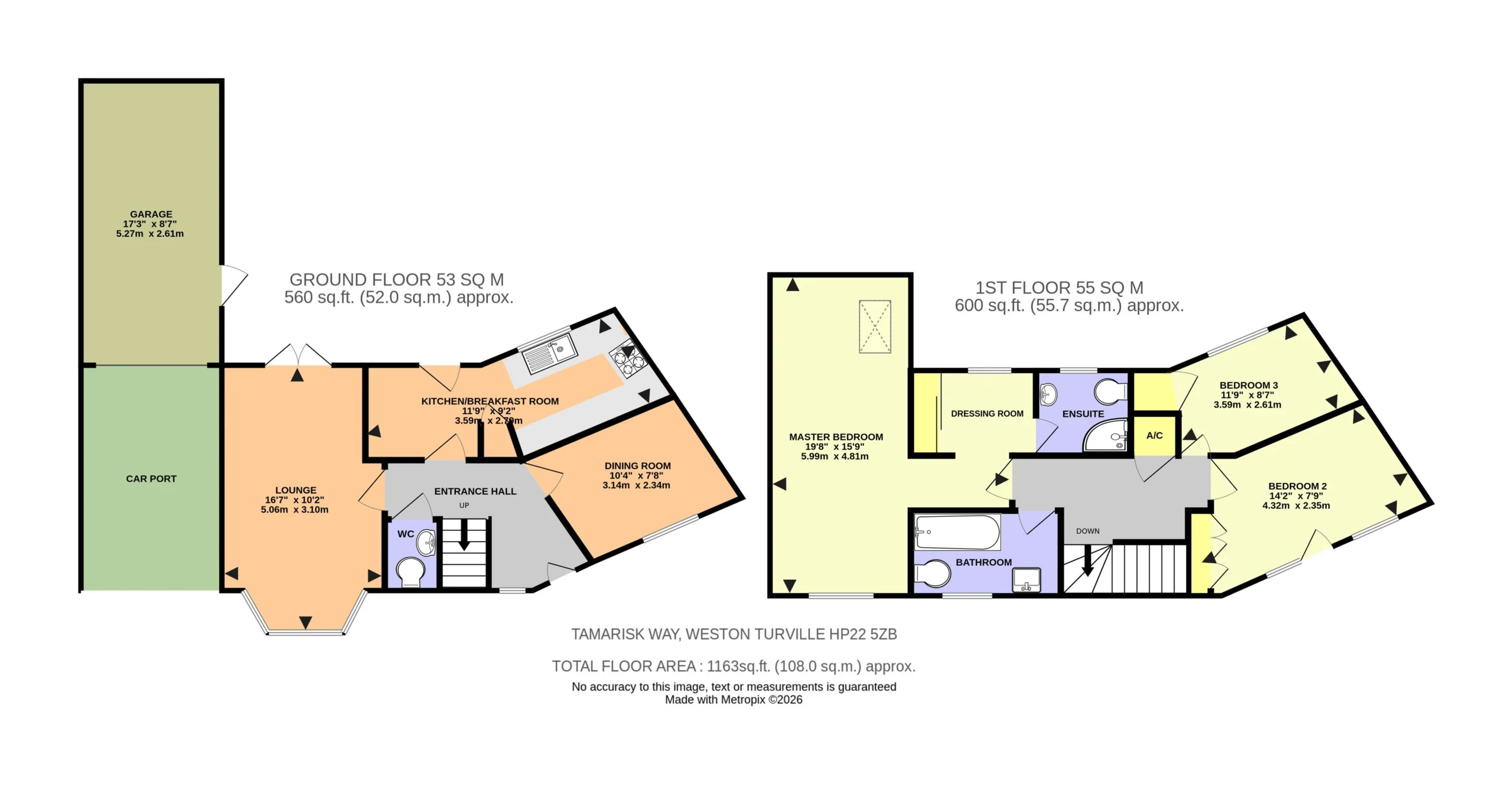 Floorplan for Tamarisk Way, Weston Turville, Aylesbury, Buckinghamshire, HP22 5ZB