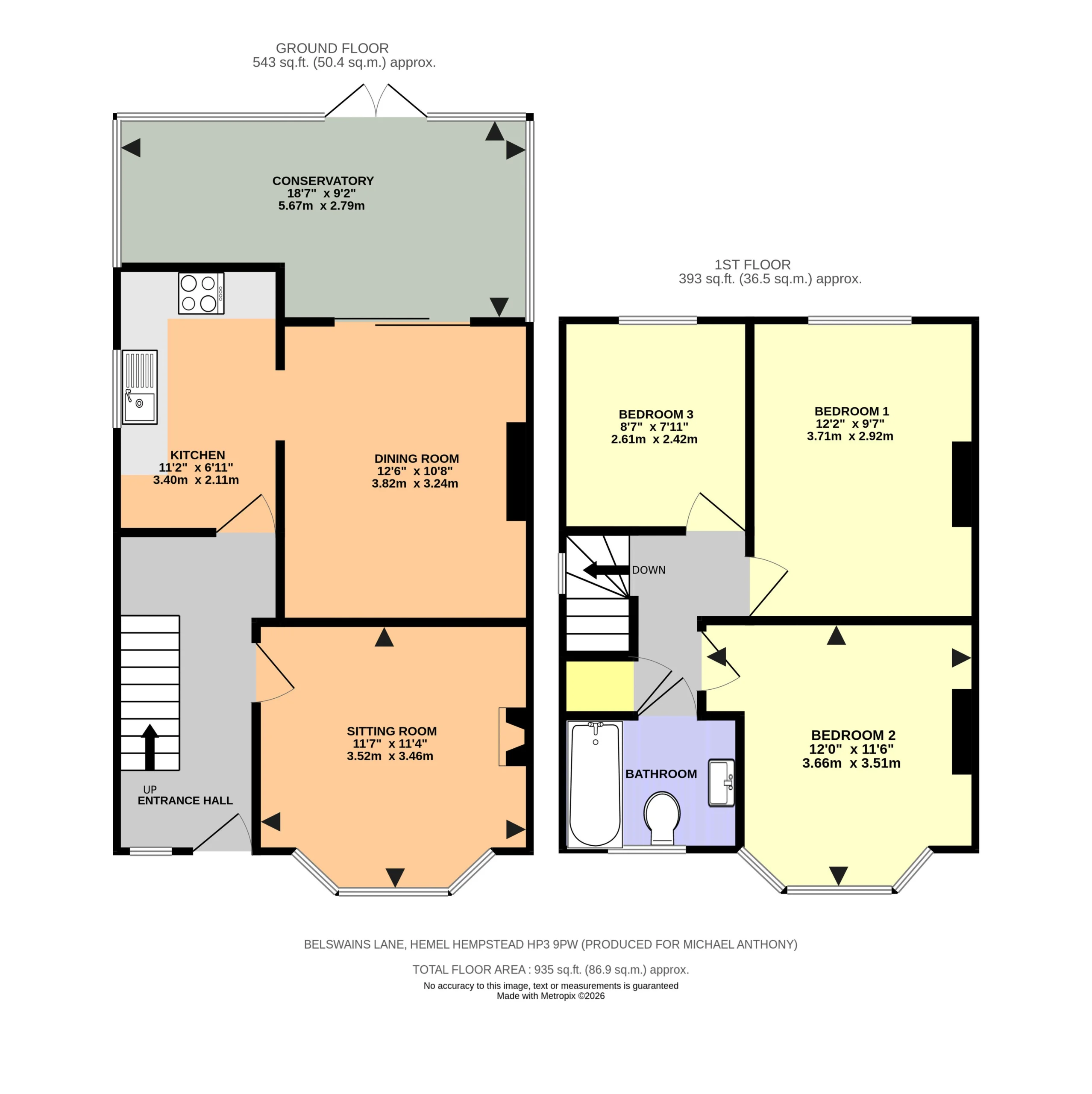 Floorplan for Belswains Lane, Hemel Hempstead, Hertfordshire, HP3 9PW