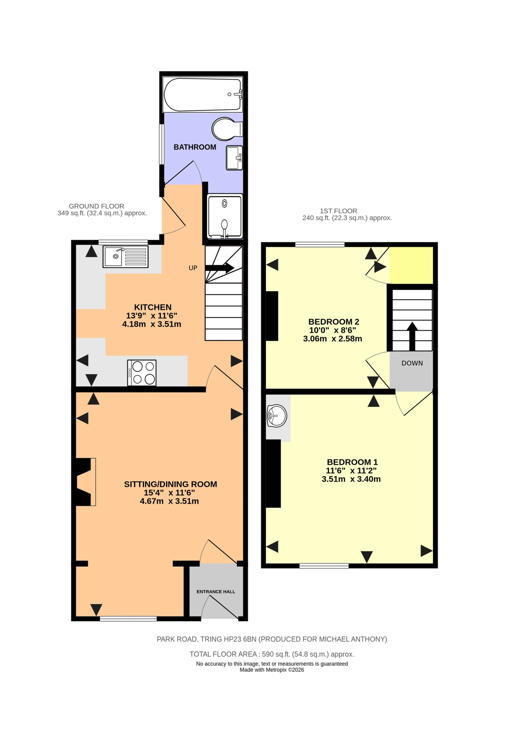 Floorplan for Park Road, Tring, Hertfordshire, HP23 6BN