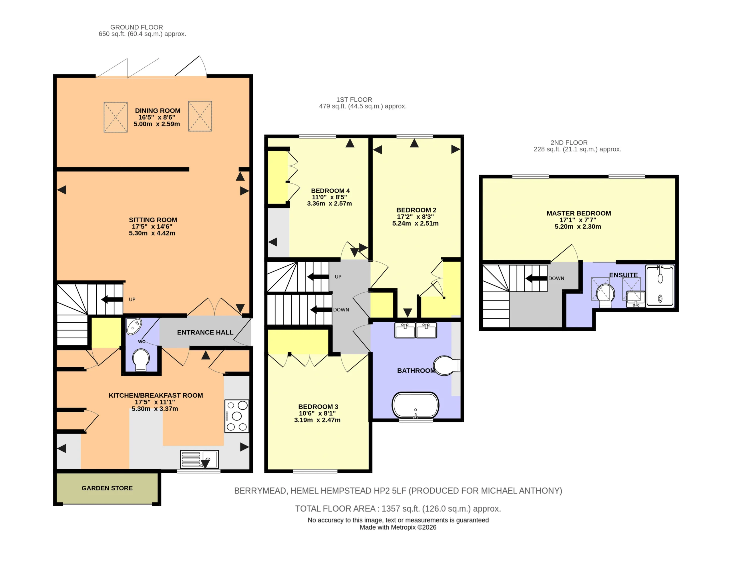 Floorplan for Berrymead, Hemel Hempstead, Hertfordshire, HP2 5LF