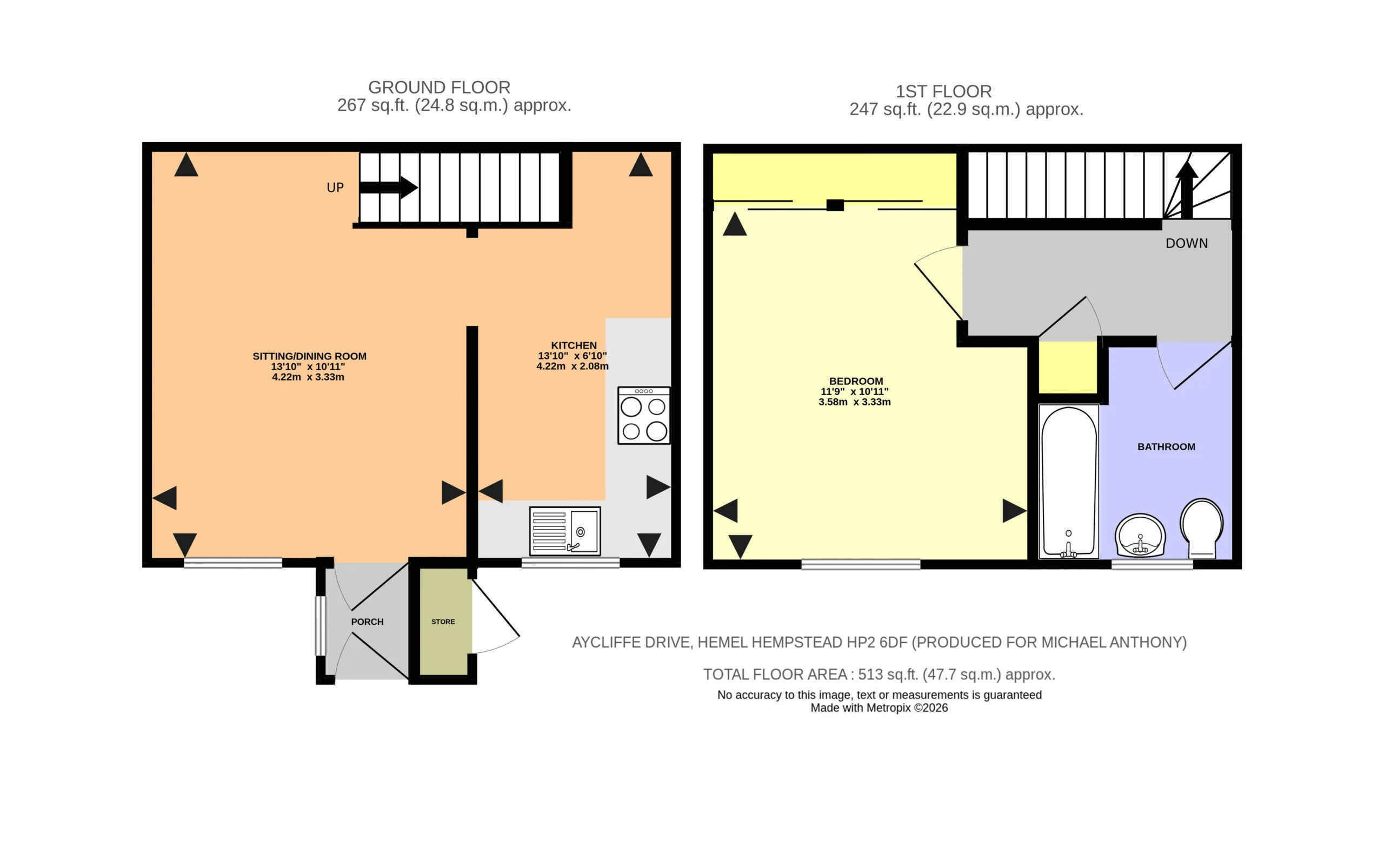 Floorplan for Aycliffe Drive, Hemel Hempstead, Hertfordshire, HP2 6DF